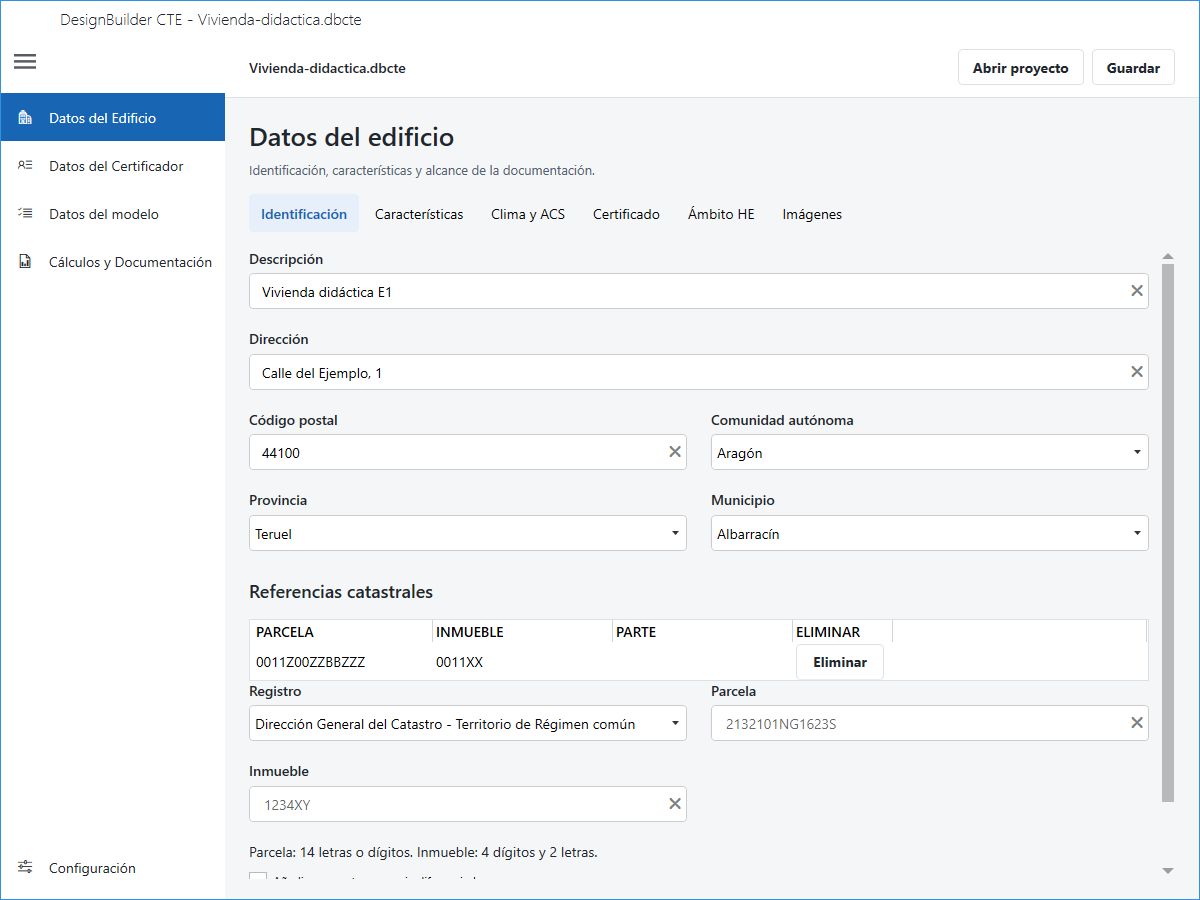 Identificación y referencias catastrales del edificio.