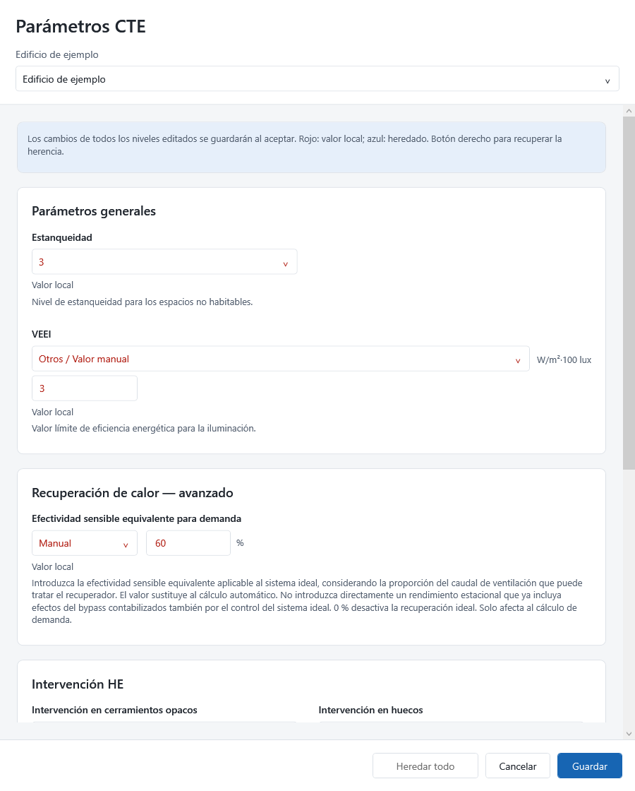 Edificio: estanqueidad y selector VEEI.